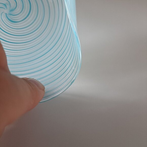 Murano Glass Spiral Design Pin Dish Blue Clear Glass Home Decor - Picture 6 of 14